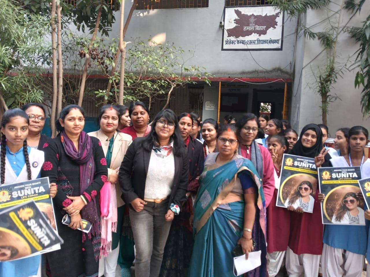 Coach Sunita Kumari with students and teachers